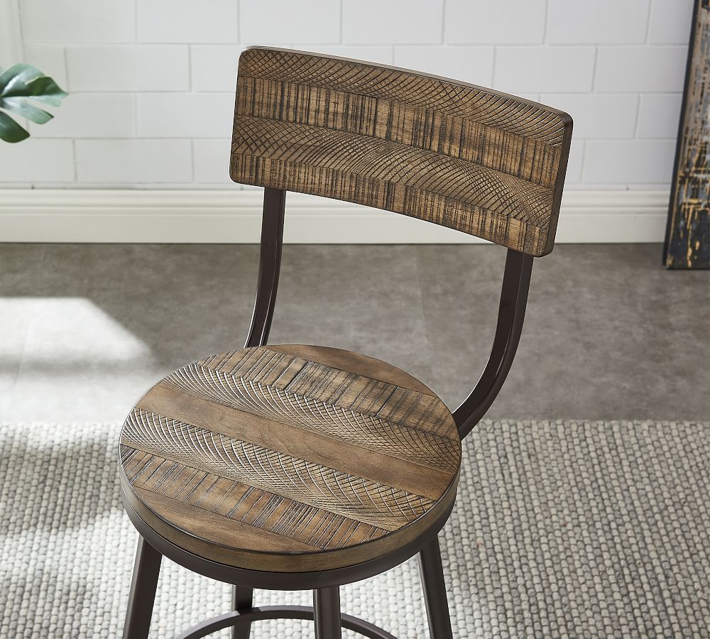 Arnold Reclaimed Wood Swivel Bar & Counter Stools Pottery Barn