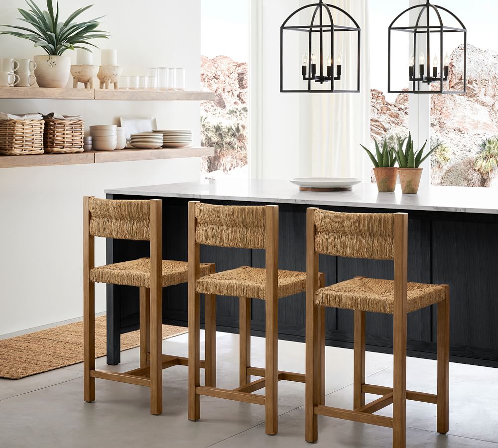 Malibu Woven Bar & Counter Stools Pottery Barn