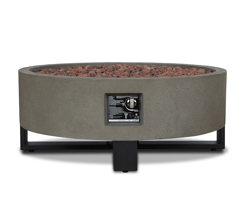 Elmwood 40" Round Concrete Propane Fire Pit Pottery Barn