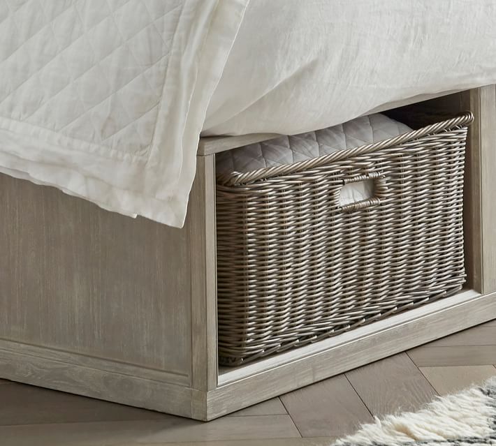 Stratton Storage Platform Bed with Baskets Wooden Beds Pottery Barn