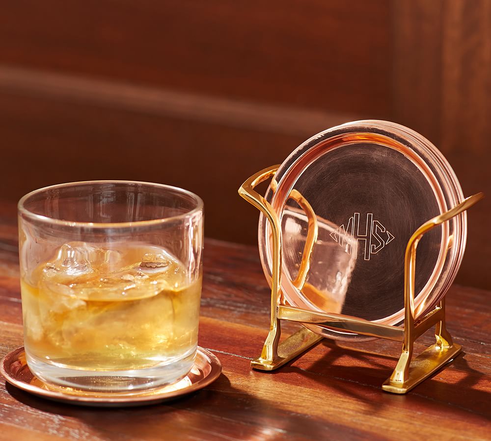 Copper Drink Coaster Set of 6 Bar Accessories Pottery Barn