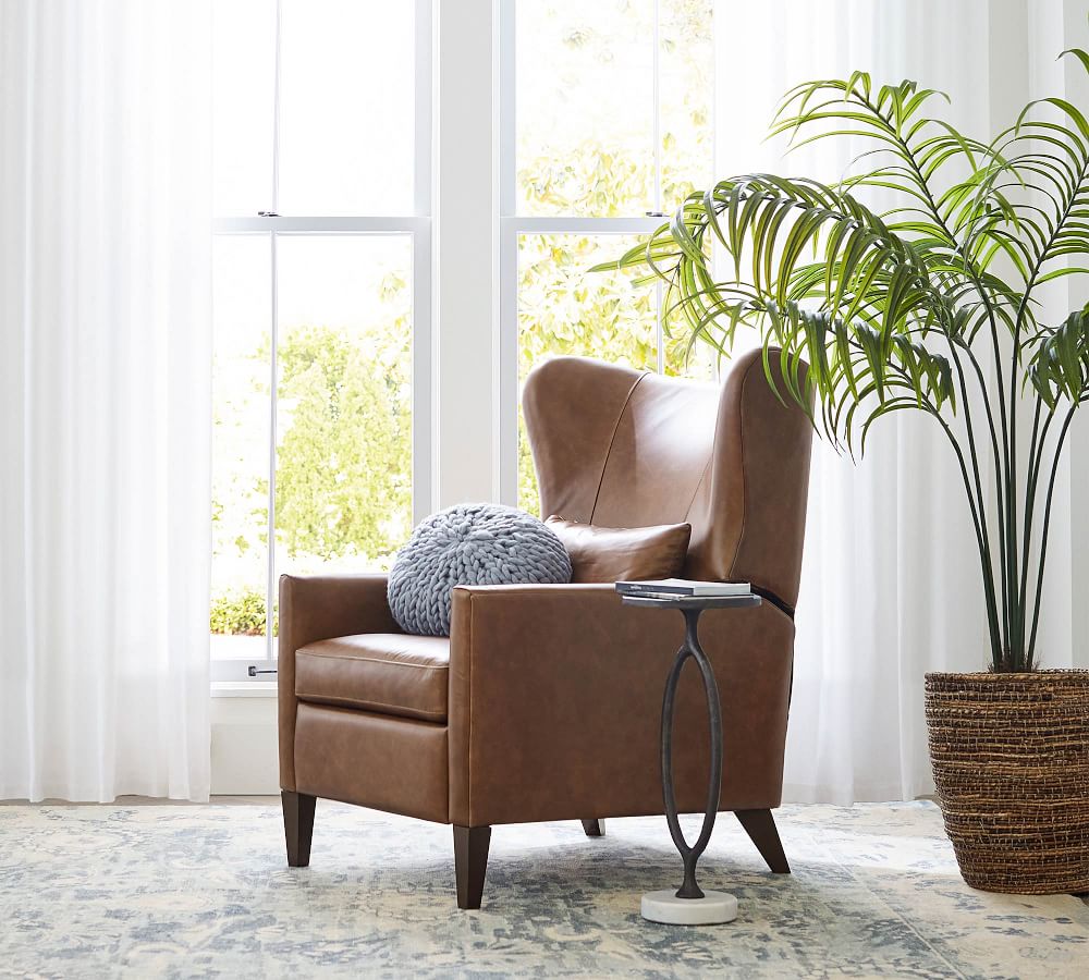 Champlain Square Arm Leather Wingback Recliner Pottery Barn