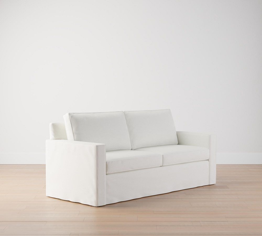 Cameron Square Arm Slipcovered Sleeper Sofa with Memory Foam Mattress