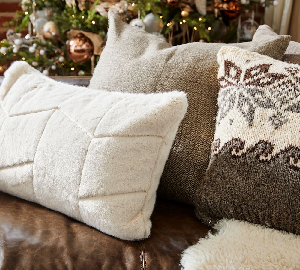 Quilted Alpaca Faux Fur Lumbar Pillow Cover Pottery Barn
