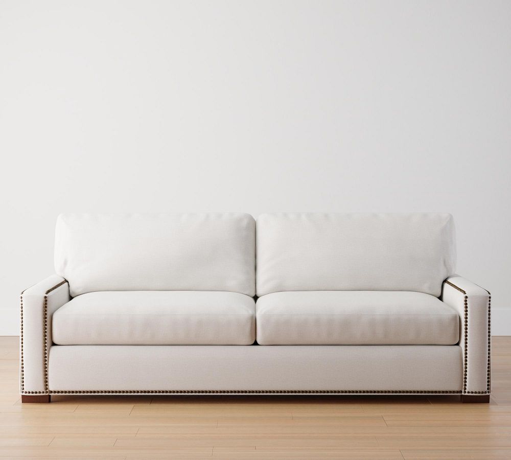 Turner Square Arm Fabric Sofa with Nailheads Pottery Barn