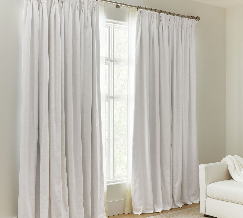 Emery Linen Pinch Pleat Blackout Curtain | Pottery Barn