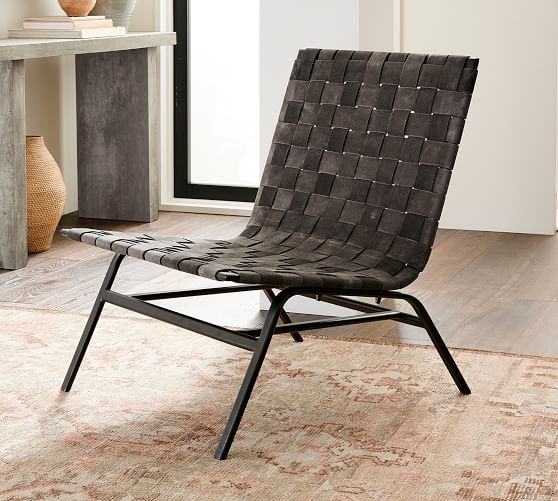 black leather weave chair