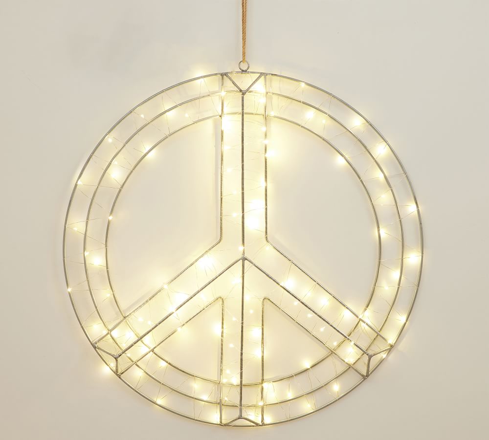 light up peace sign wall decor