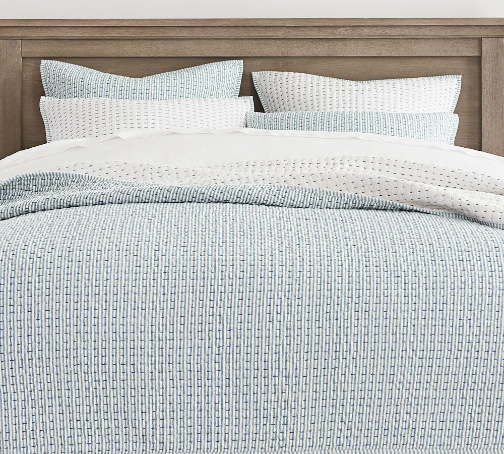 OPEN BOX: Pickstitch Wheaton Reversible Striped Cotton/Linen Quilt |  Pottery Barn