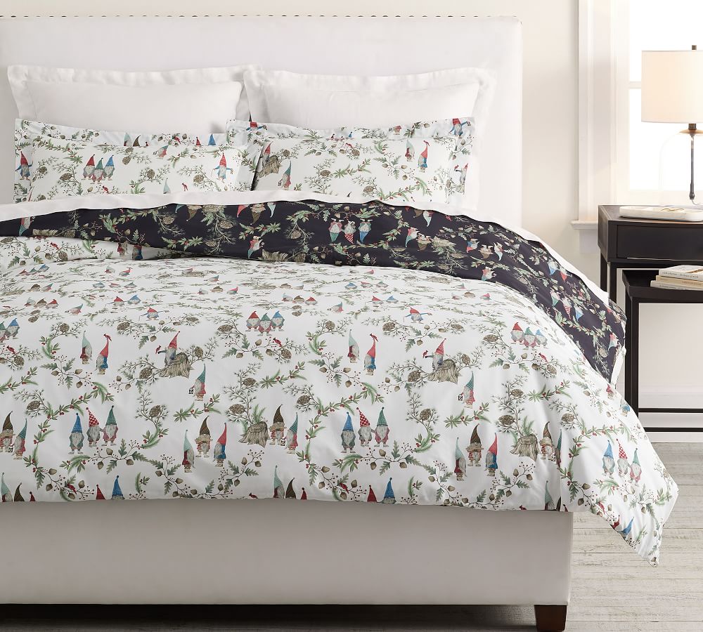 Forest Gnome Reversible Organic Percale Duvet Cover Pottery Barn