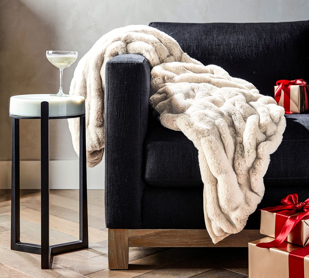 Faux Fur Ruched Throw Blankets Pottery Barn