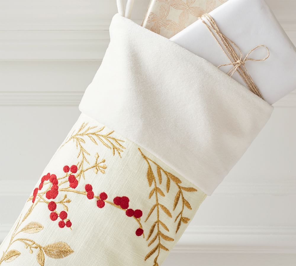 Monique Lhuillier Winter Berry Stocking | Pottery Barn
