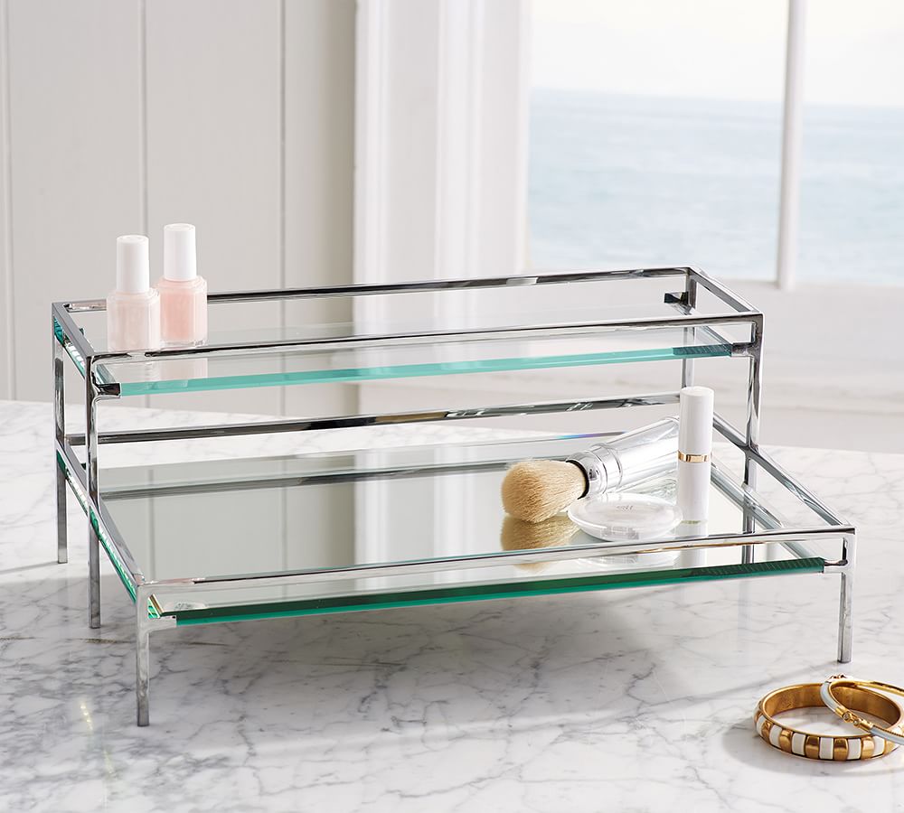 Mirrored Glass Makeup Storage Pottery Barn