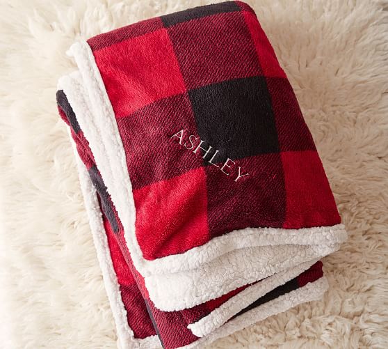 Buffalo Check Sherpa Back Throw Blanket 