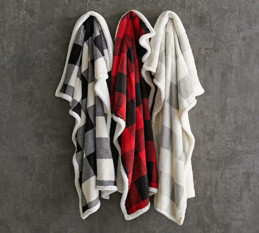 Buffalo Check Sherpa Back Throw Blanket 