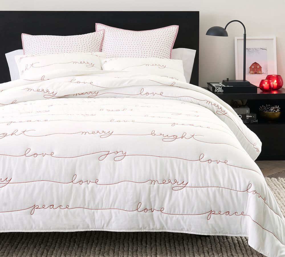 Warm Wishes Embroidered Quilt & Shams Pottery Barn