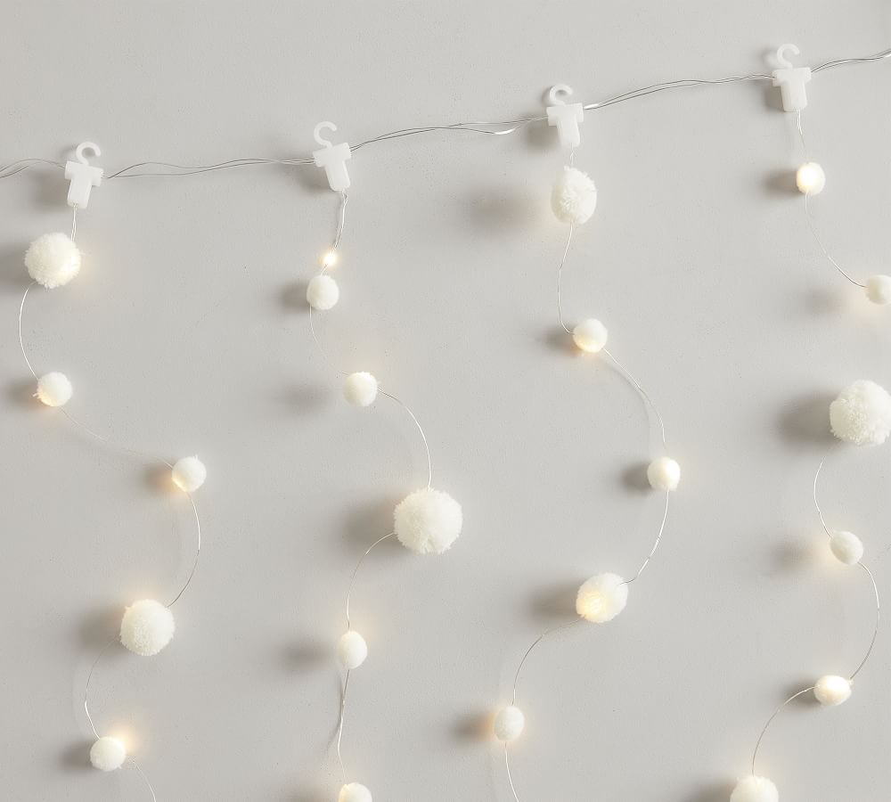 Snowball Curtain Rain String Lights Pottery Barn