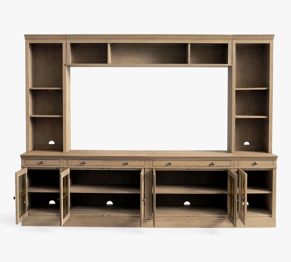 Livingston 7Piece Entertainment Center with Glass Gray Wash