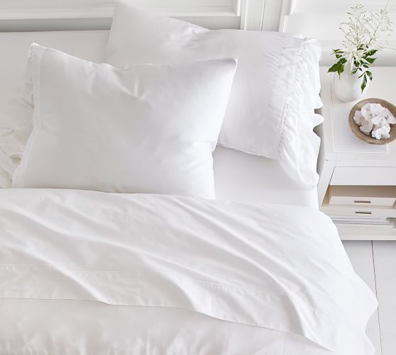 pottery barn tencel ruffle duvet cover