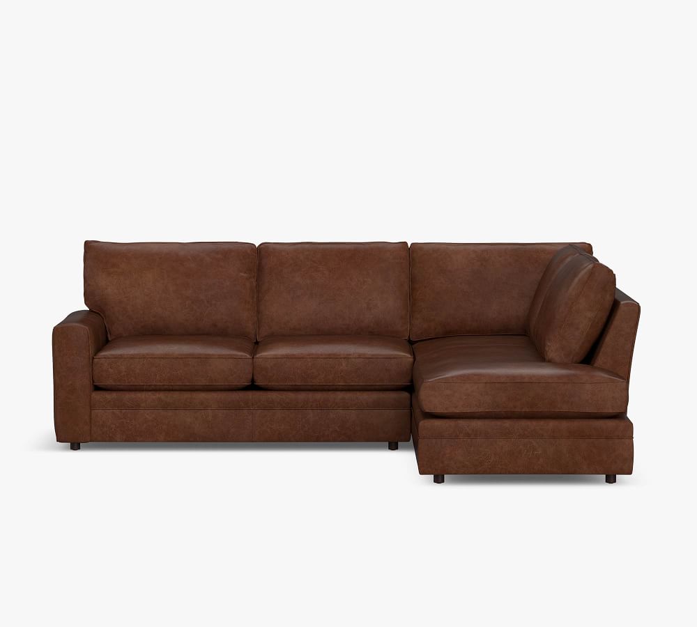 Pearce Square Arm Leather Return Bumper Sectional Pottery Barn