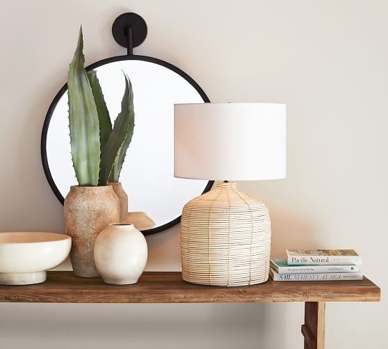 pottery barn rattan lamp