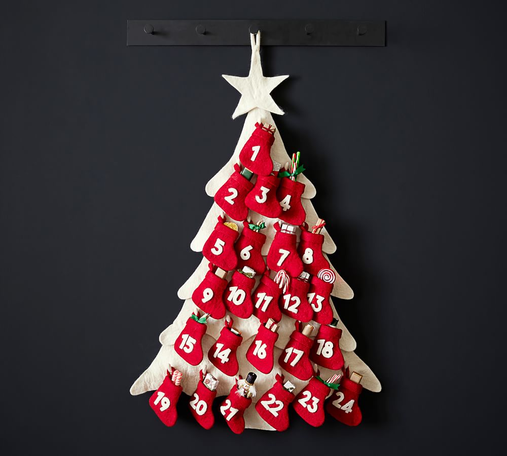 Red Stocking Wool Advent Calendar Pottery Barn