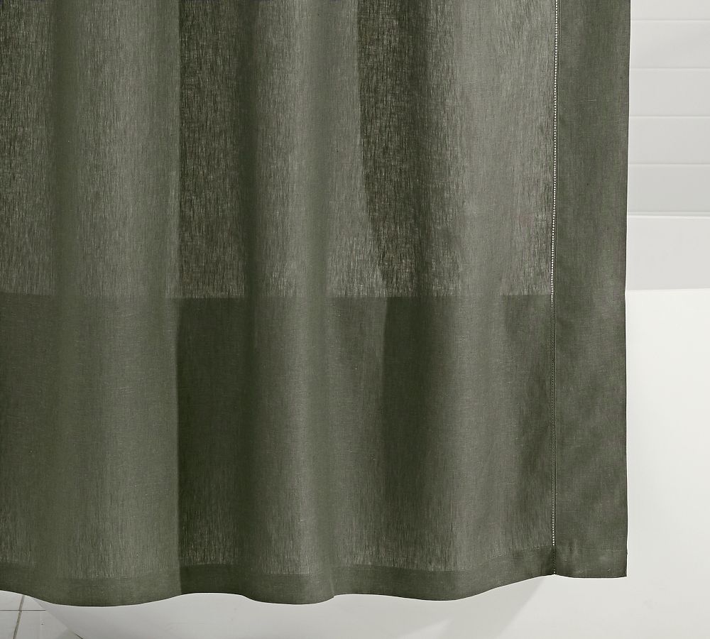 Belgian Flax Linen Hemstitch Shower Curtain Pottery Barn