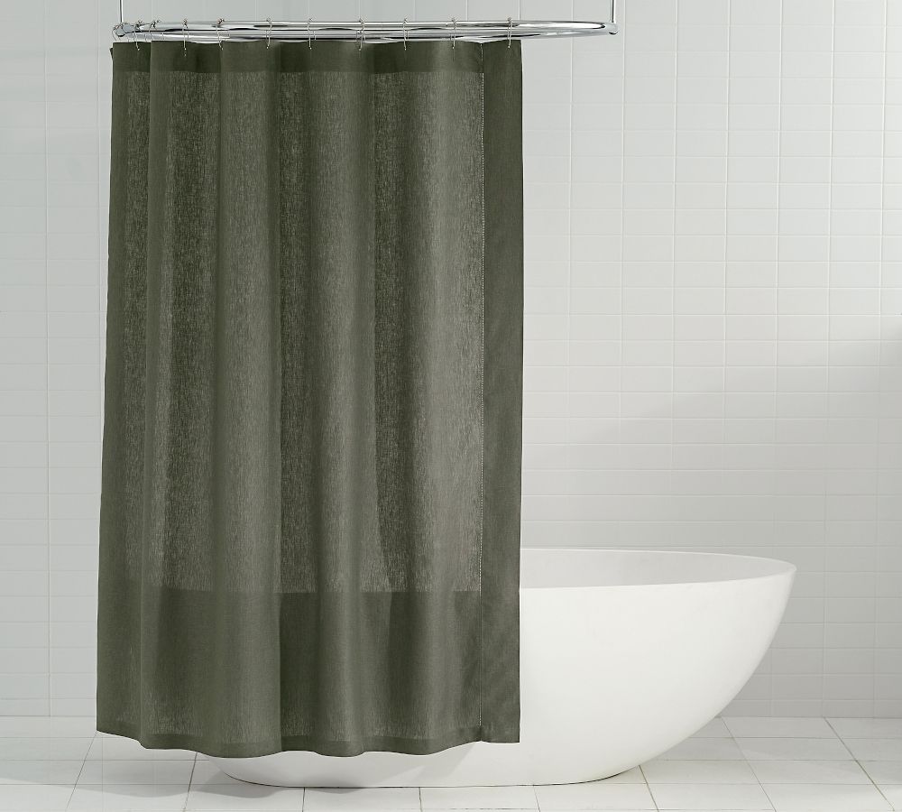 Belgian Flax Linen Hemstitch Shower Curtain Pottery Barn