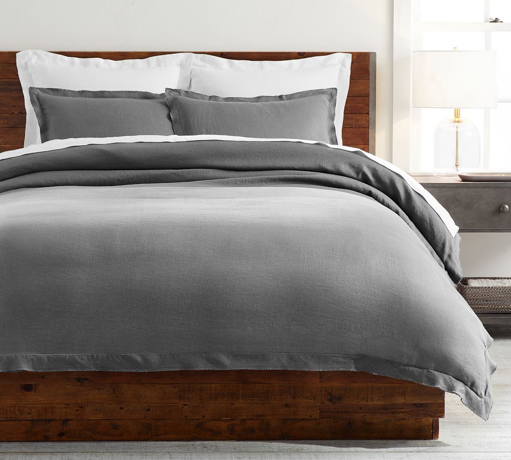 Belgian Flax Linen Double Flange Duvet Cover | Pottery Barn