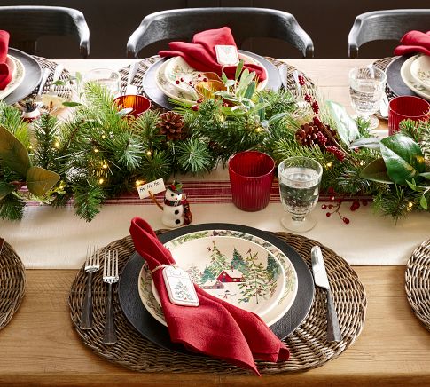 Sleigh Bell Crewel Embroidered Cotton Table Throw | Pottery Barn