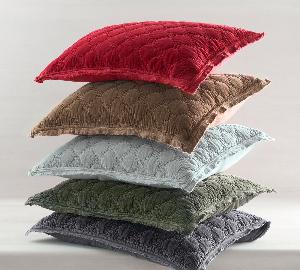 Velvet Lattice Quilted Pillow Shams Pottery Barn