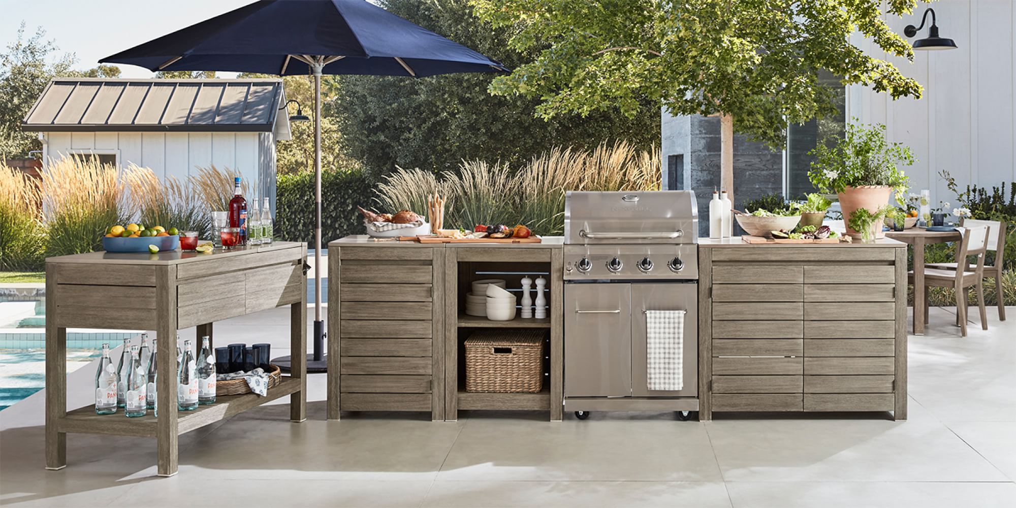 Indio FSC® Eucalyptus Outdoor Kitchen Convertible Refrigerator/Open