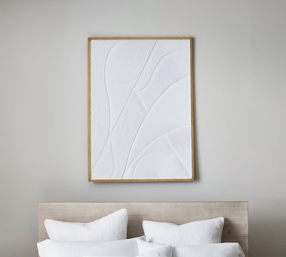 White Waves Plaster Textured Wall Art Pottery Barn