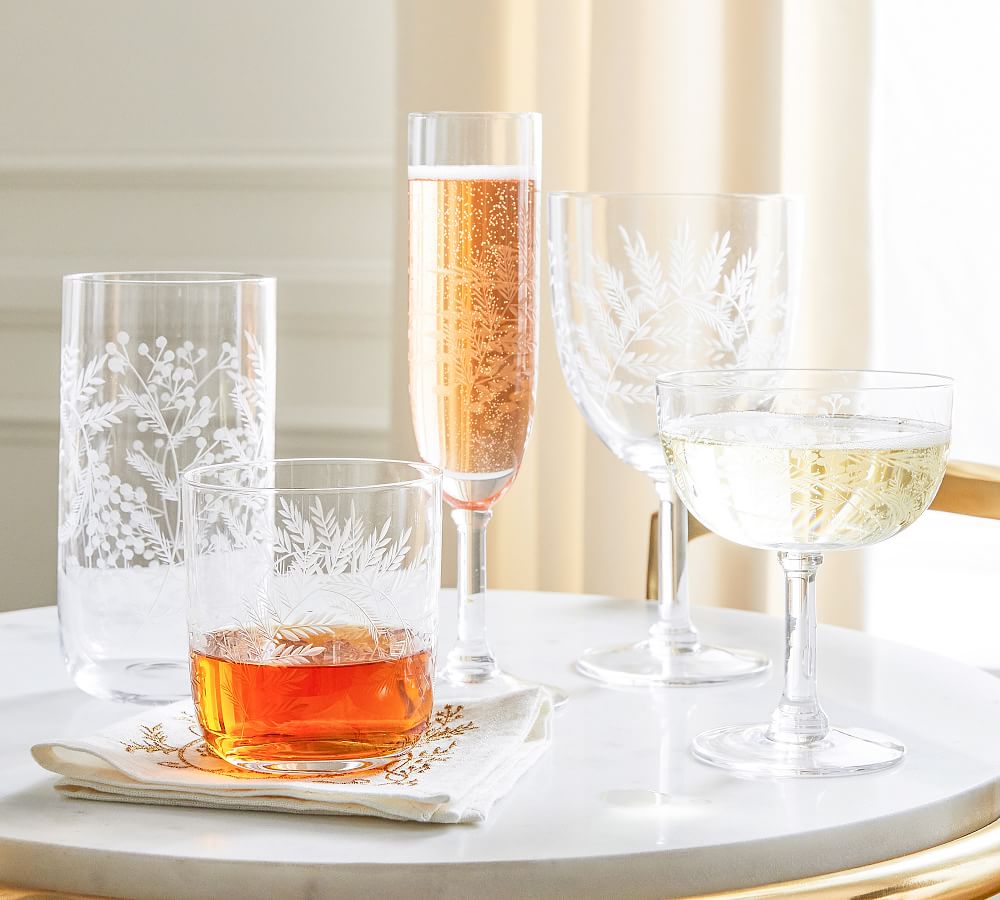 Monique Lhuillier Gabrielle Etched Cocktail Glasses Pottery Barn