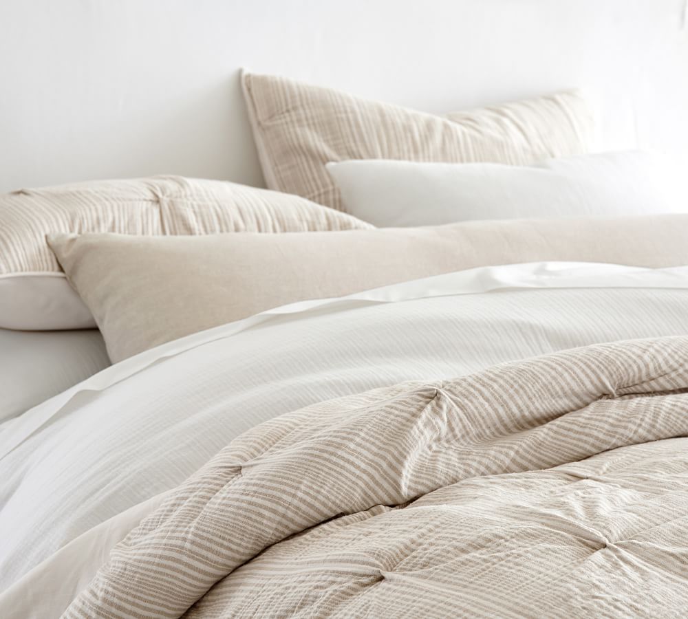 Soft Cotton Striped Handcrafted Quilt & Shams Pottery Barn