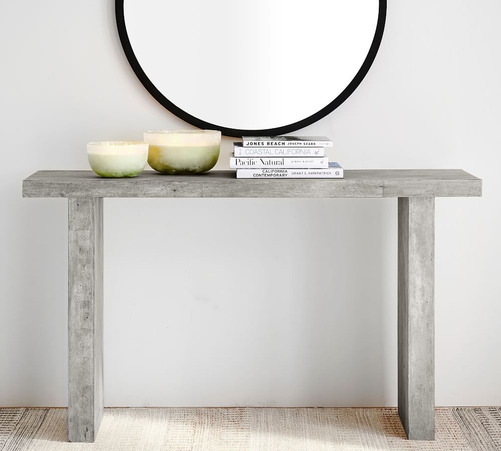 white concrete console table