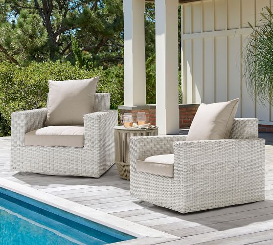 white wicker swivel chair