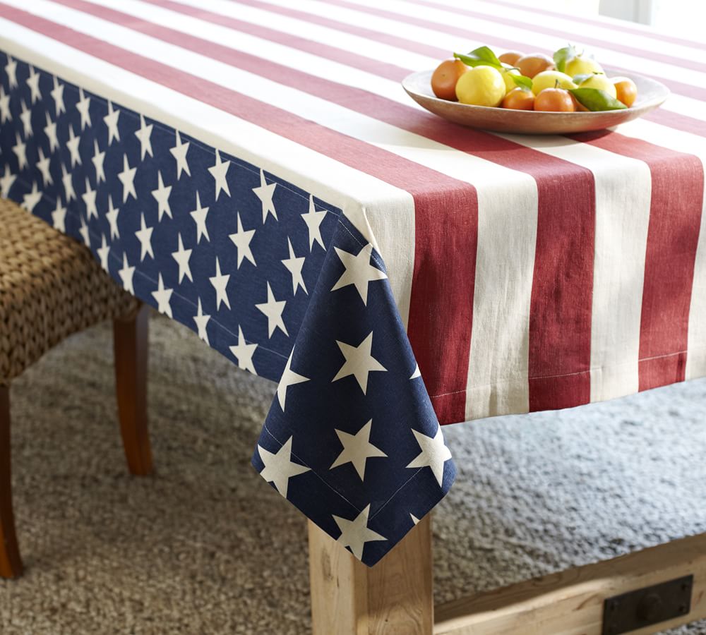 American Flag Linen/Cotton Tablecloth Pottery Barn
