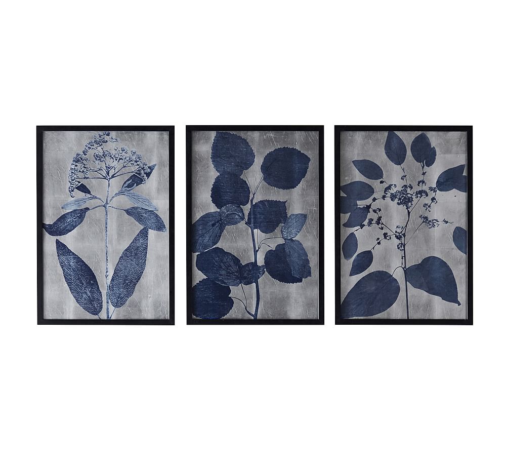 Indigo Silver Leaf Framed Prints Pottery Barn