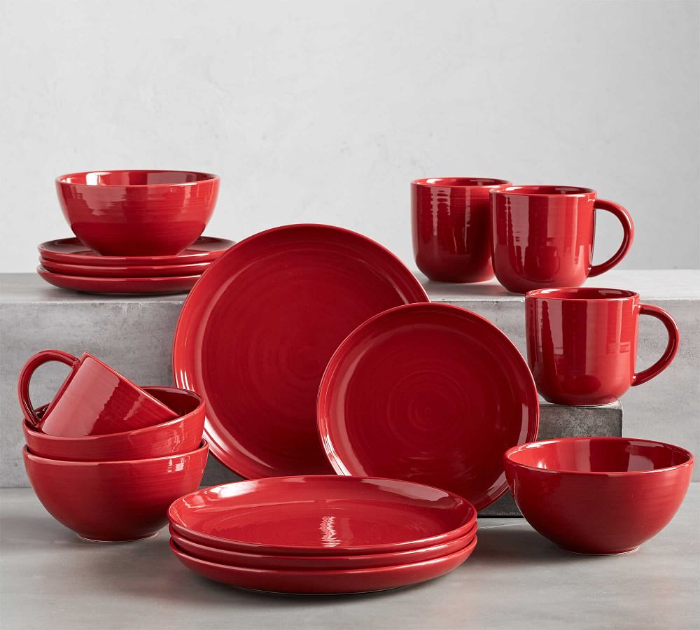 red pottery dinnerware