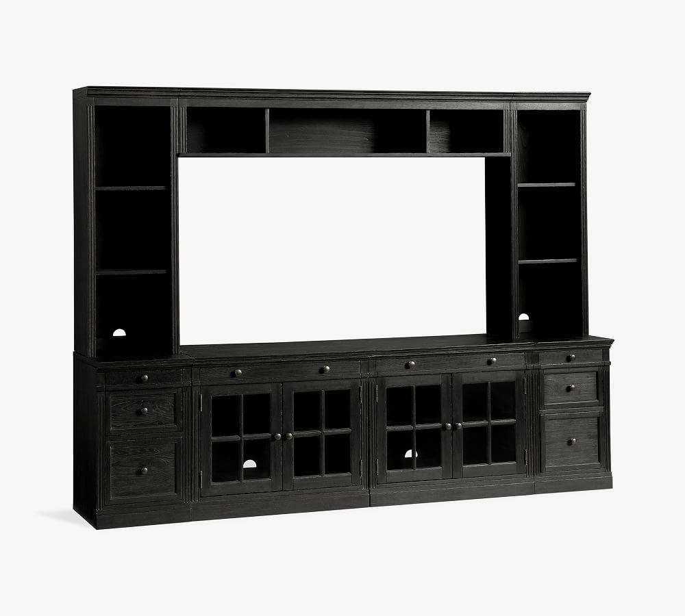 Livingston 7Piece Entertainment Center with Glass Gray Wash