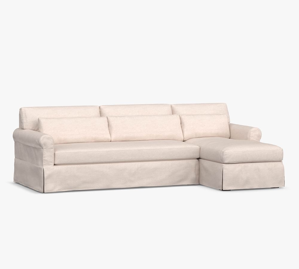 York Roll Arm Deep Seat Slipcovered Chaise Sofa Sectional Pottery Barn