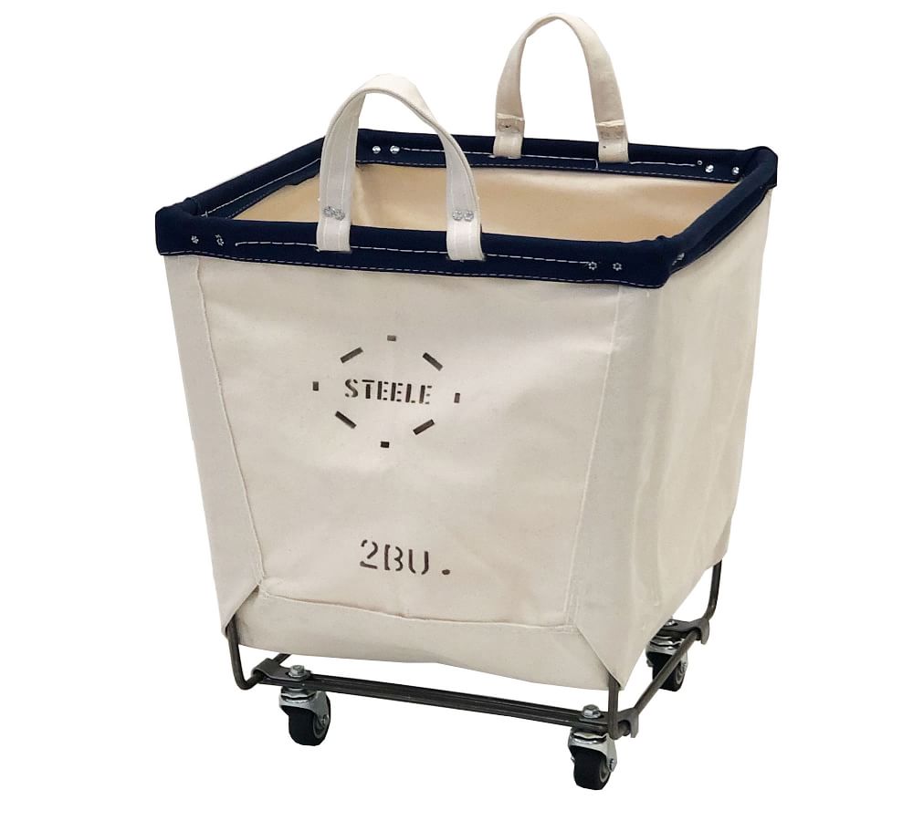 Medium Square Canvas Laundry Basket with Wheels Pottery Barn