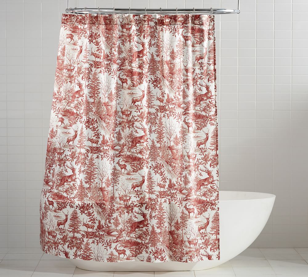 Alpine Toile Organic Shower Curtain Pottery Barn