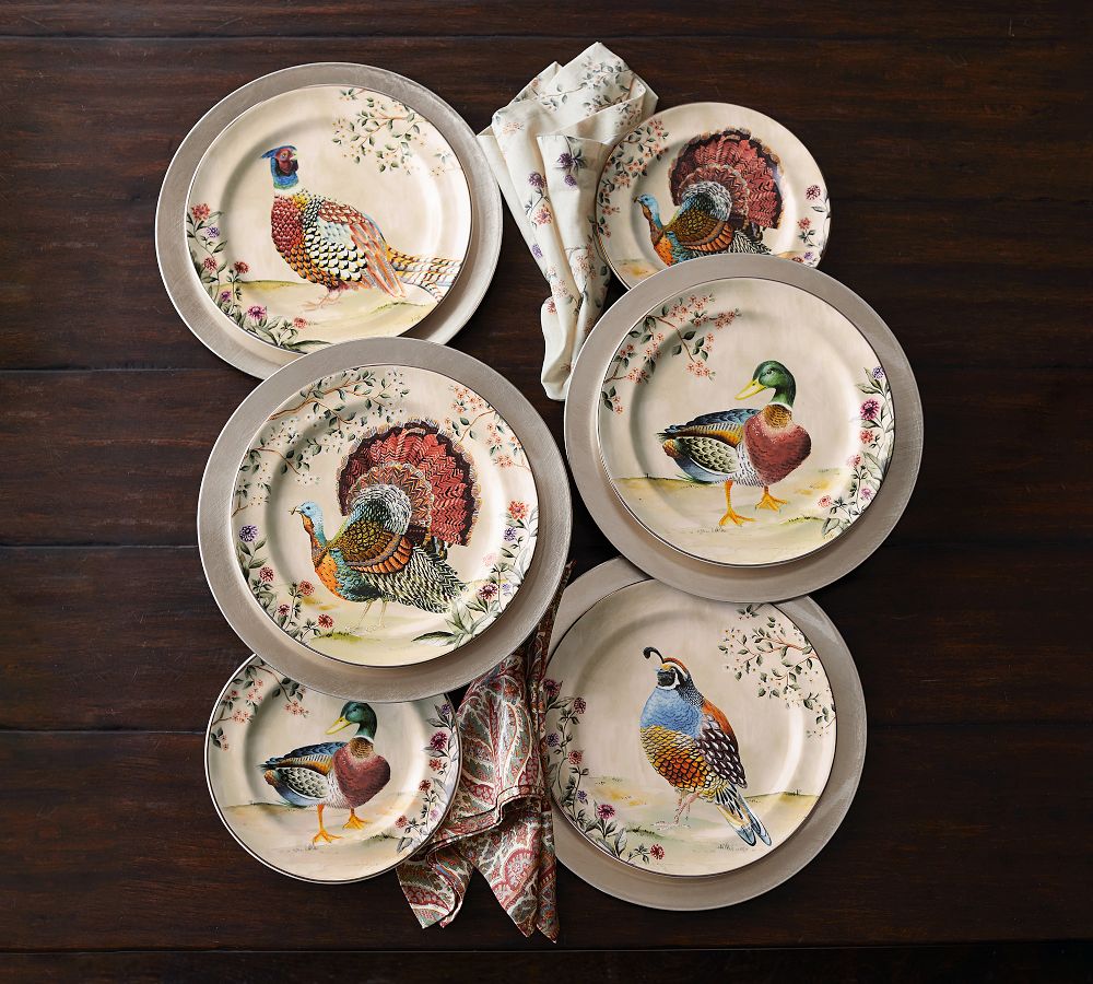 Set of 3 Harvest Ceramic Appetizer Plates 