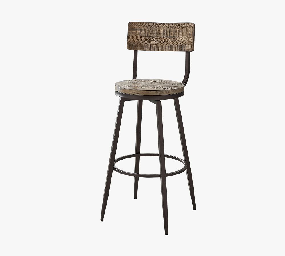 Arnold Reclaimed Wood Swivel Bar & Counter Stools Pottery Barn