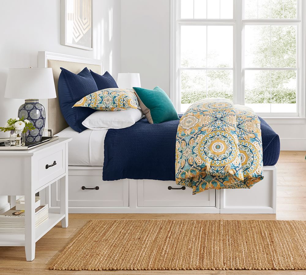 Stratton Storage Platform Bed & Montgomery Headboard with Drawers Pottery Barn