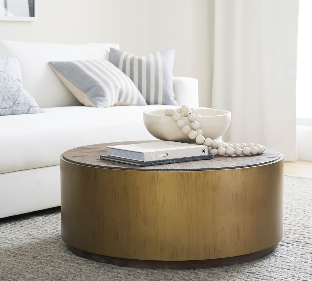 Brockton 39.5" Round Reclaimed Wood Coffee Table Pottery Barn
