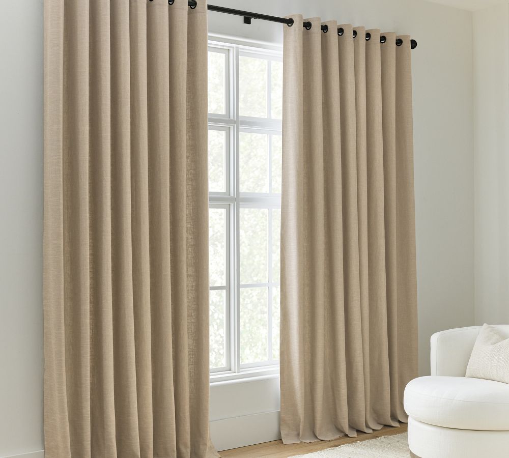 Emery Linen Grommet Blackout Curtain | Pottery Barn