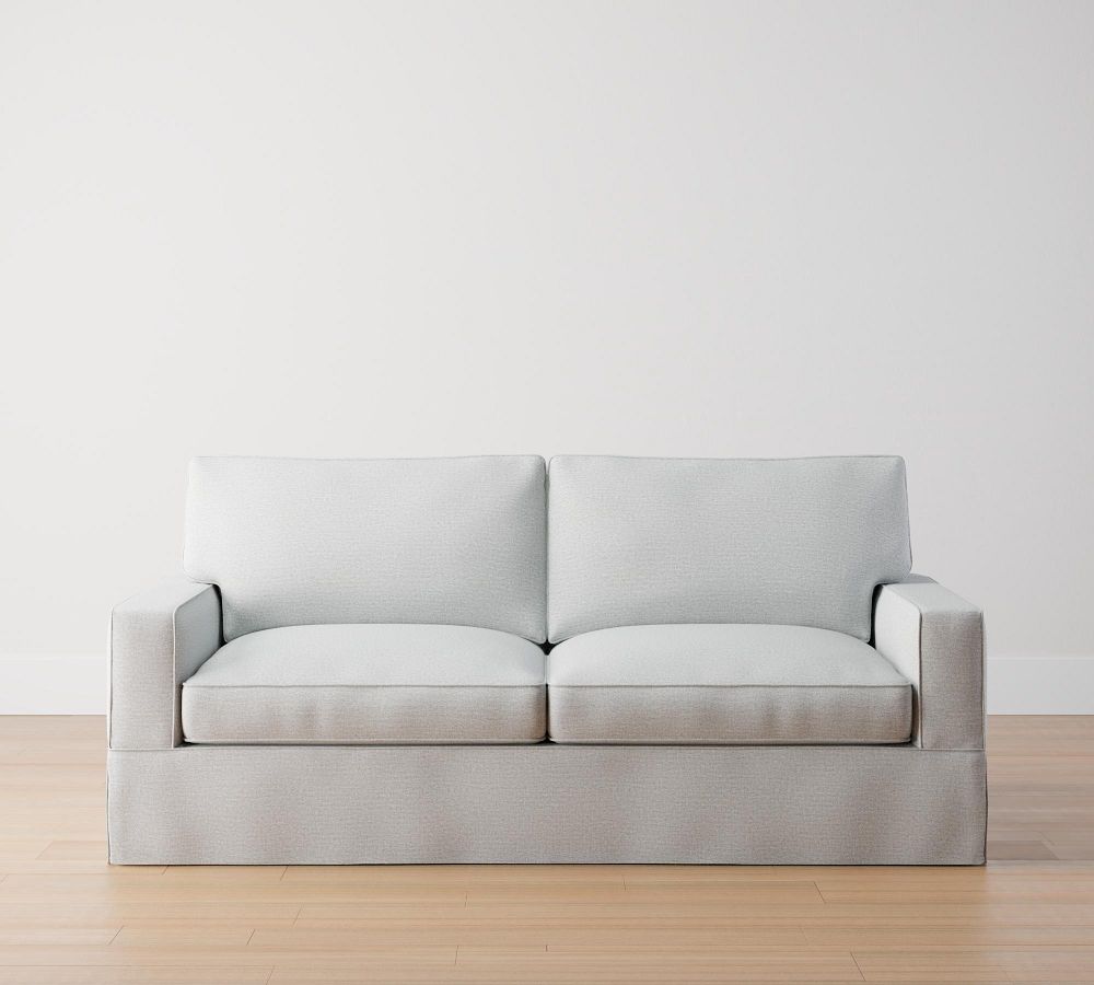 Pb Comfort Square Arm Slipcovered Sleeper Sofa With Memory Foam